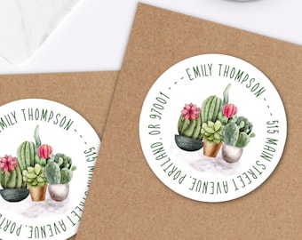 Sunny Cactus Return Address Labels - Set Of 240 Self-Adhesive Personalized Labels