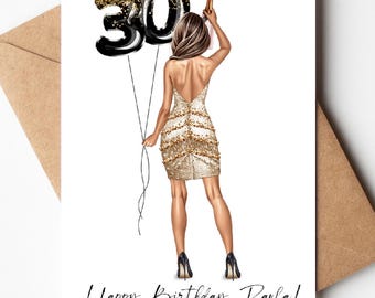 Birthday card for women, any age: Personalized card for Birthday Girl, keepsake.