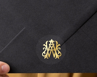 Gold Foil Monogram Stickers: Personalized Elegant Envelope Seals