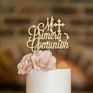 Primera Comunion cake topper, Holy communion cake topper, First communion cake topper, glitter cake topper, cake decor. image 1
