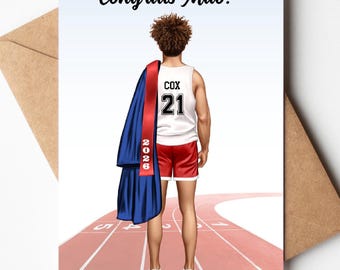 Track and Field Senior Night Card, Athlete Graduation Gift for runners