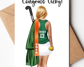 Custom Field Hockey Senior Night Card: Class of 2026 Keepsake