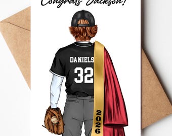 Personalized Baseball Graduation Card: Class of 2026, Pitcher Gift