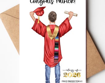 Personalized Graduation Card 2026: Congrats Class of 2026 keepsake for boys.