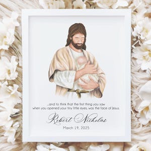 Jesus Holding Baby Memorial Print, Loss Sympathy Gift