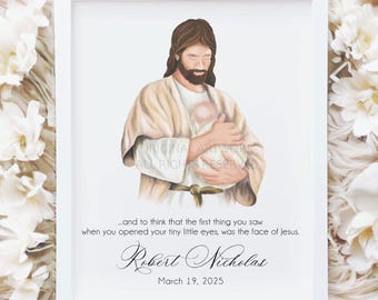 Jesus Holding Baby Memorial Print, Loss Sympathy Gift