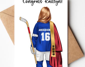 Custom Hockey Girl Senior Night Card: Class of 2026 Keepsake
