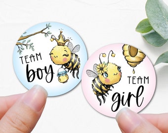 80 Stück Baby Bee Gender Reveal Aufkleber - Team Junge & Team Mädchen, Je 40 Stück, 5,1 Cm - Für Babyshower Spiele