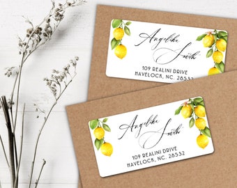Watercolor Lemon Return Address Labels • Envelope Stickers