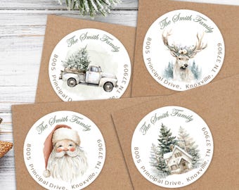 Personalized Christmas Address Labels: Holiday Wreath Stickers