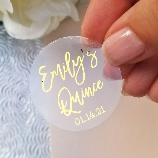 Quinceanera stickers, Quince años stickers, Quinceañero stickers for invitations and party favors, Clear and white stickers for quinceaños.