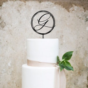 Calligraphy Initial Cake Topper • Modern Wedding, Engagement