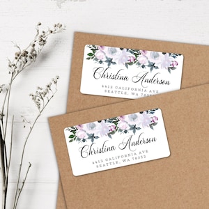 Floral address labels, watercolor floral return address labels, calligraphy return address labels, wedding return address labels.