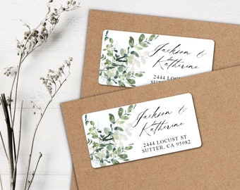 Greenery address labels, Calligraphy return address labels, greenery return address label, eucalyptus address labels, modern lettering label