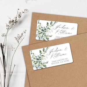 Greenery address labels, Calligraphy return address labels, greenery return address label, eucalyptus address labels, modern lettering label