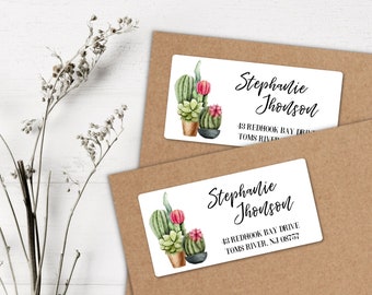 Sunny Cactus Return Address Labels - Set Of 240 Self-Adhesive Personalized Labels