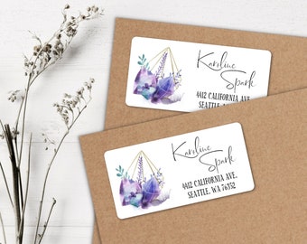 Crystals return address labels • Amethyst address labels • Crystals mailing labels • Return address labels • Amethyst mailing stickers •