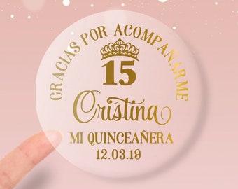 Quinceañera stickers, Quinceañera gold foil stickers, Quinceañera stickers for favors and envelopes, Mis quince años gold foil stickers