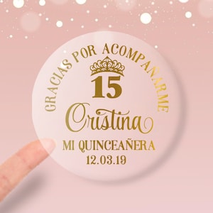 Quinceañera stickers, Quinceañera gold foil stickers, Quinceañera stickers for favors and envelopes, Mis quince años gold foil stickers