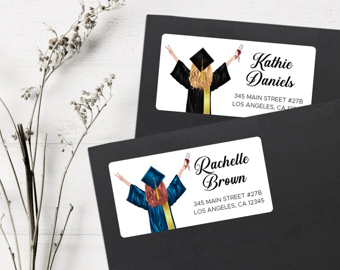 Graduation Return Address Labels Graduation Announcement Etsy