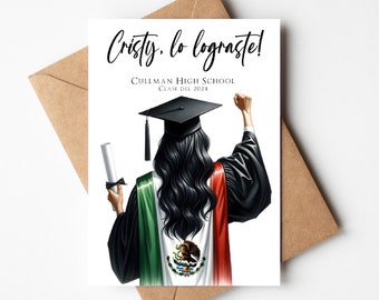 Mexican Flag Graduation Card: 5x7 Folded Card with Envelope