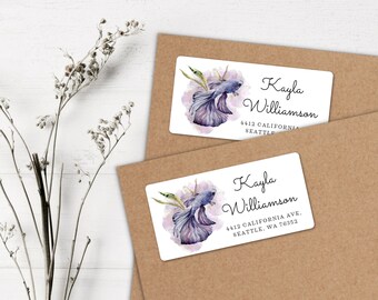 Guppy Fish Return Address Labels • Watercolor Under the Sea Mailing