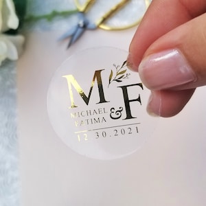 Stickers de mariage avec motif botanique • Stickers de mariage modernes • Cachets botaniques pour enveloppes • Stickers monogrammes de mariage • Étiquettes de cadeaux botaniques