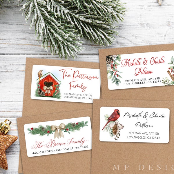 Christmas return address labels, Christmas mailing stickers, Holidays address labels, Winter address labels, Christmas mailing stickers.