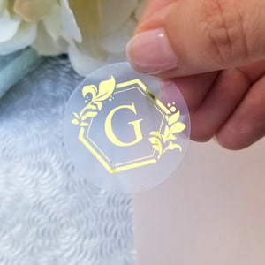 Initial stickers for personal mail • Geometric frame monogram • Botanical wreath envelope seals • Wedding monogram stickers • Envelope seals