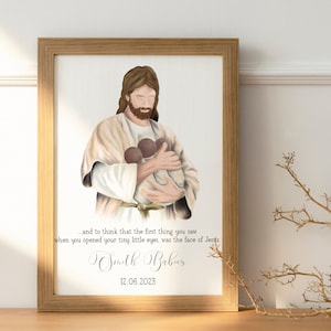 Jésus tenant un bébé ange, cadeau de deuil de fausse couche, cadeau commémoratif du Christ tenant un bébé, cadeau de sympathie pour la perte d'un bébé, cadeau commémoratif de mort-né.