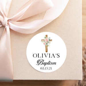 Baptism thank you stickers, Christening thank you stickers, Favor tags, First Communion thank you tags for party favors.