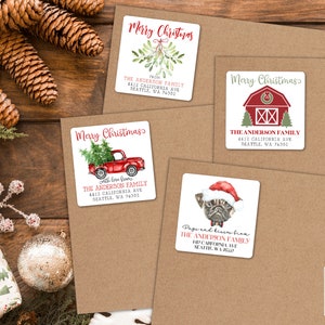 Christmas Return Address Labels • Poinsettia Holiday Stickers