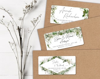 Greenery address labels, Calligraphy return address labels, greenery return address label, eucalyptus address labels, modern lettering label