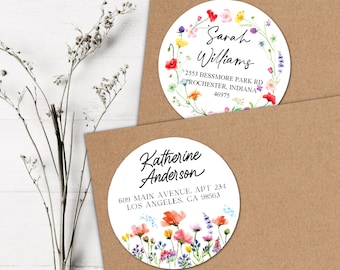 Wildflower Return Address Labels: Floral Mailing Stickers