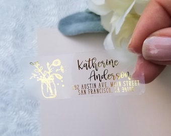 Return address labels with mason jar • Floral mailing labels • Cute return address labels • wild flowers address labels • Address labels •