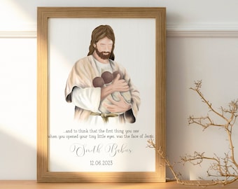 Jesus holding baby angel, Miscarriage grief present, Christ holding babies memorial gift, Baby loss sympathy gift, stillborn memorial gift.