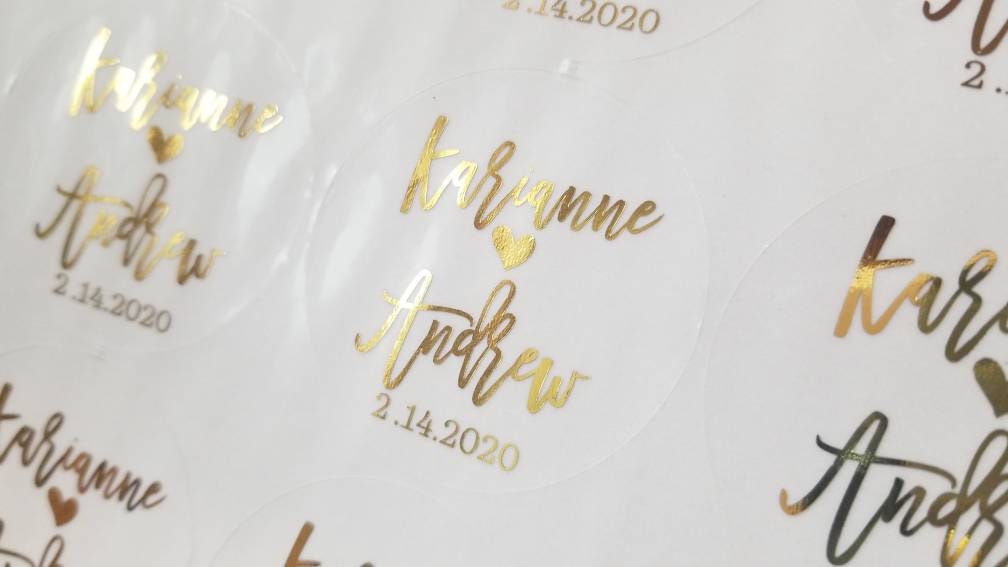 Gold Foil Wedding Stickers for Favor or Envelopes, Wedding Favor