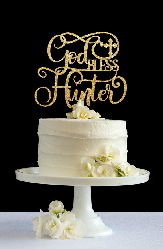 God Bless Cake Topper First Communion Cake Topper Baptism Etsy