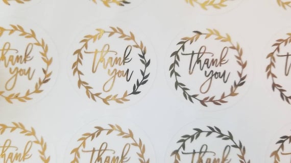 Thank You Stickers Gold Foil Wedding Stickers for Favor or | Etsy