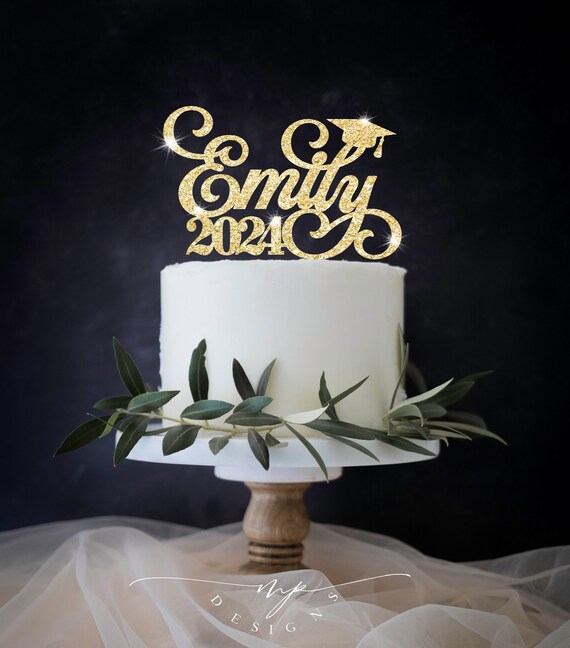 Glitter Graduation Cake Topper – Congrats Grad Decor For High School & College Parties