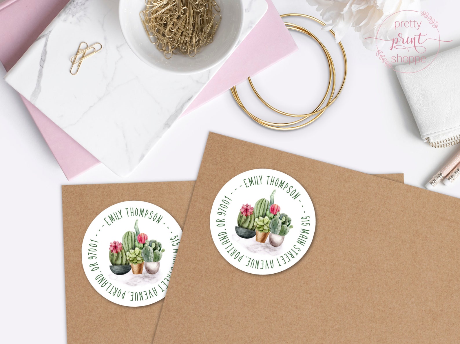 Cacti Address Labels Cactus Return Address Labels Succulent Etsy