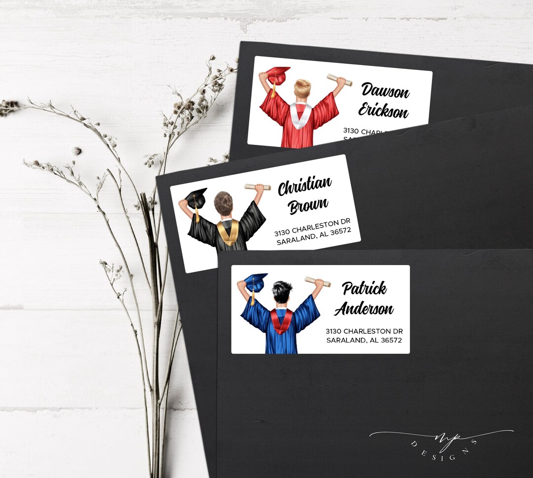 Personalized Graduation Return Address Labels, Boy Graduate, 2026 - Etsy