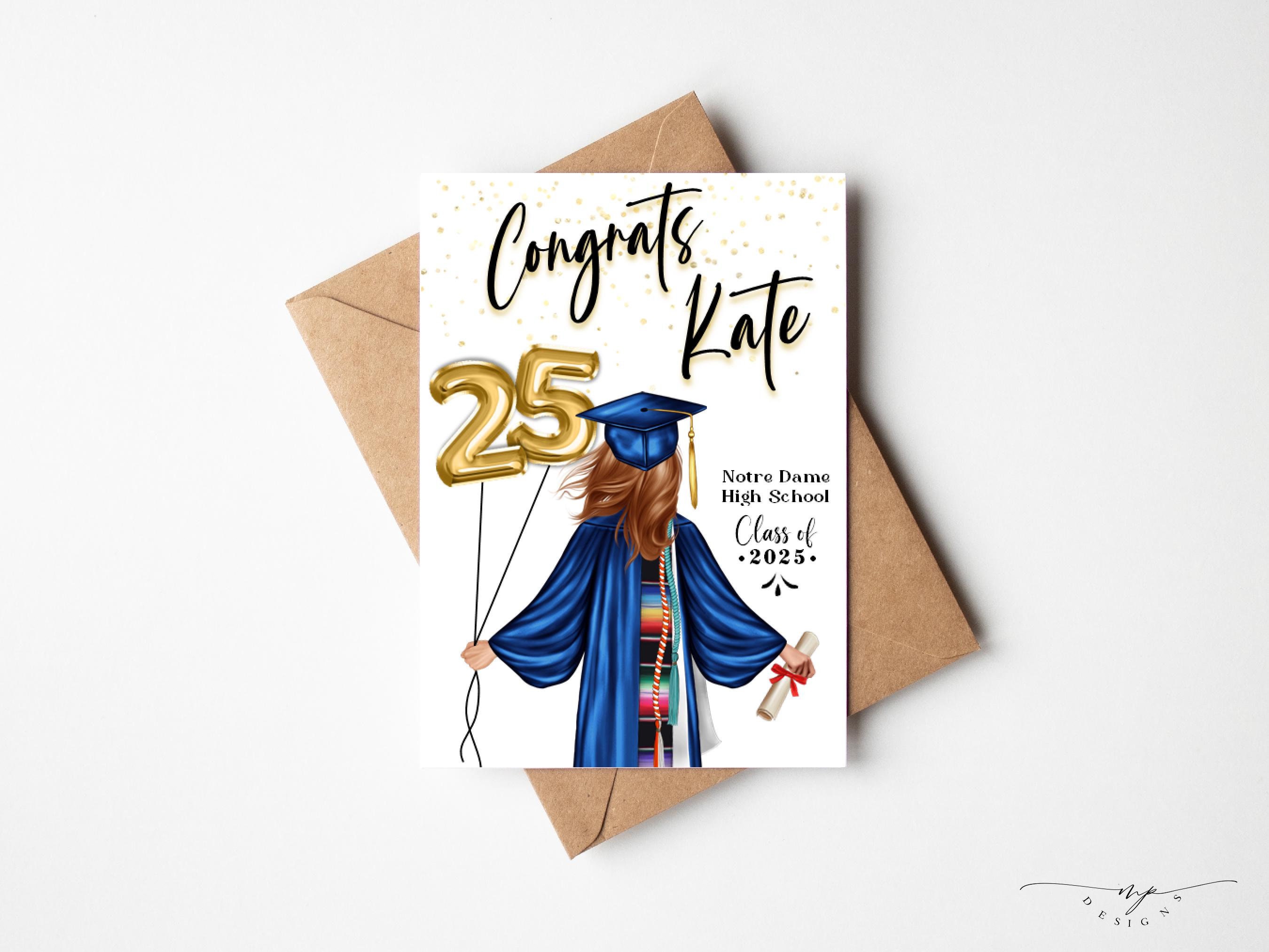 Graduation card for senior 2025, Personalized graduation card for 2025 graduates, personalized Class of 2026 custom card. INSIDE IS BLANK.
