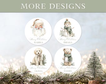 Personalized Christmas Gift Labels with Neutral Designs: Elegant Santa Claus Gift Tags
