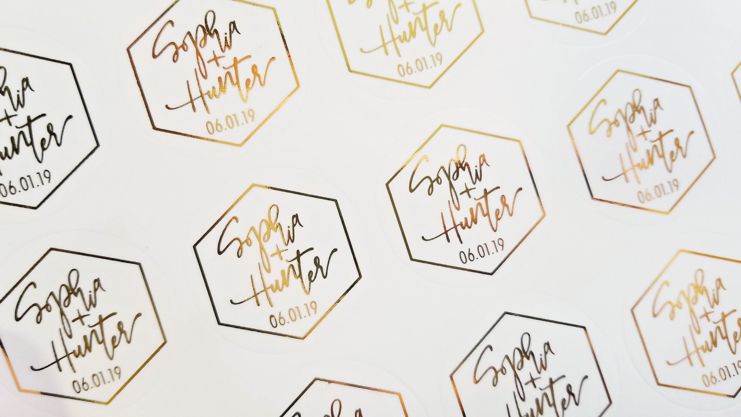 Gold Foil Hexagon Sticker Modern Sticker for Envelope Gold Etsy