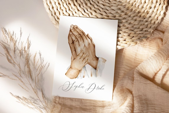 Jesus and Baby Praying Hands Art Print: Sympathy Gift