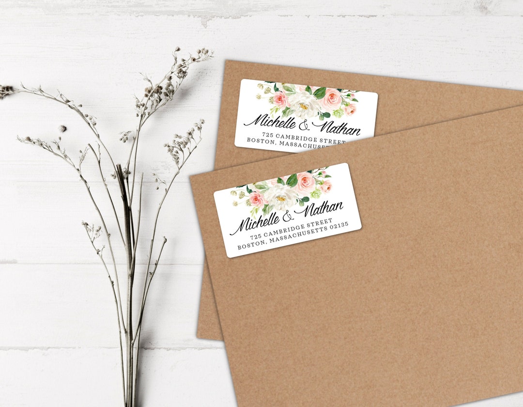 Blush Floral Address Labels • Personalized Wedding Mailing Labels - Etsy