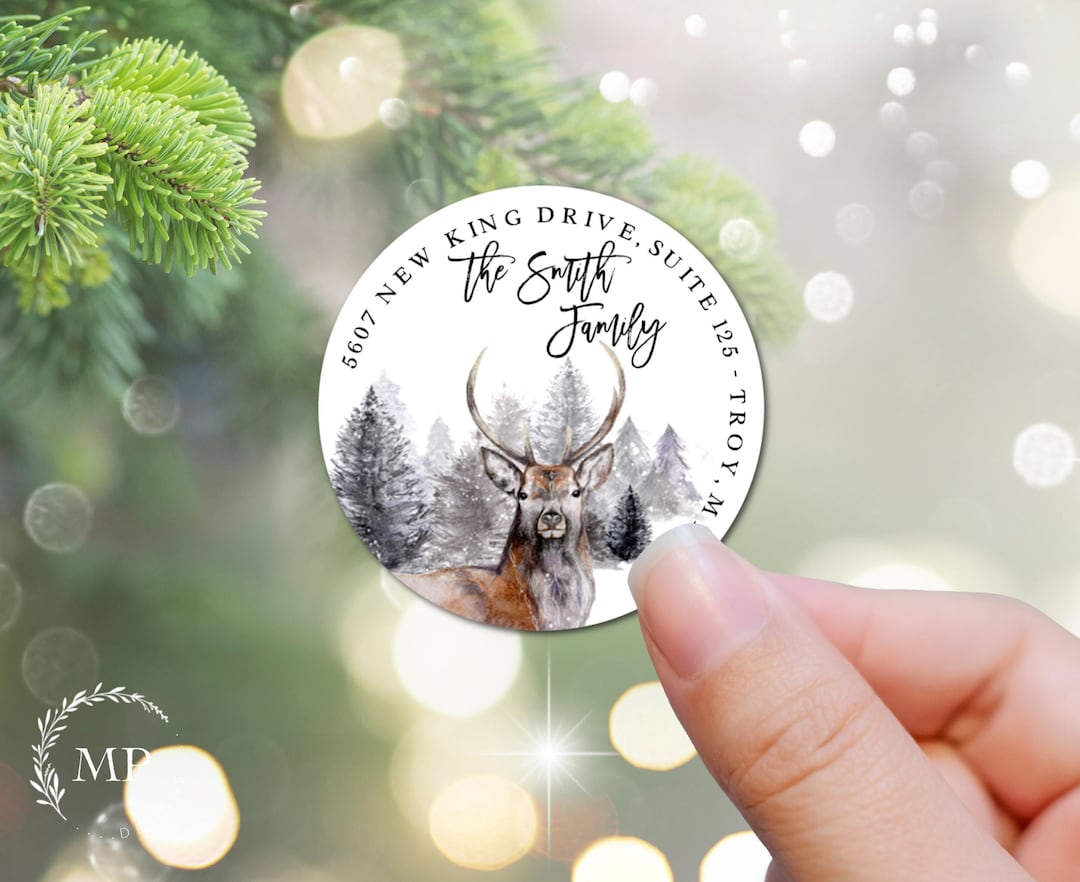 Kdf Sticker Christmas Address Labels, Holiday Deer Stickers - Etsy