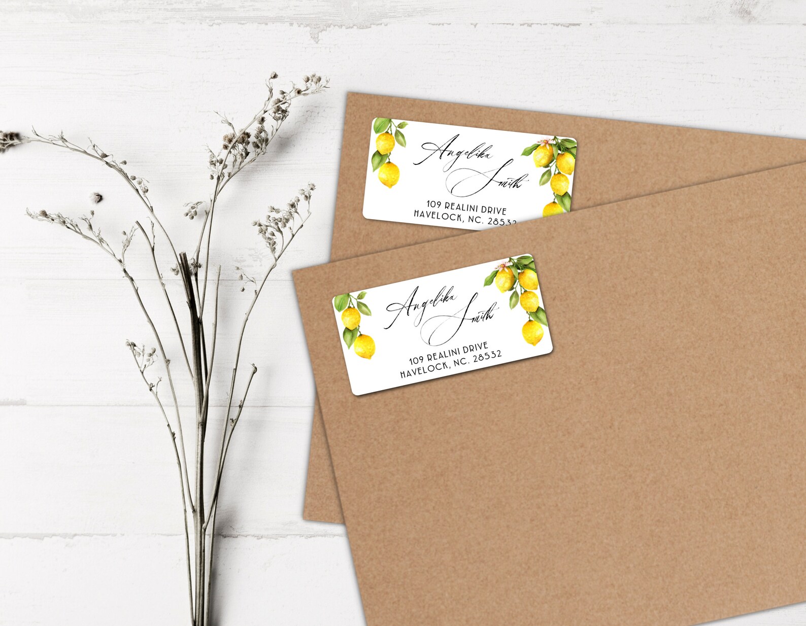 Lemon Return Address Labels Lemon Stickers for Envelopes Watercolor