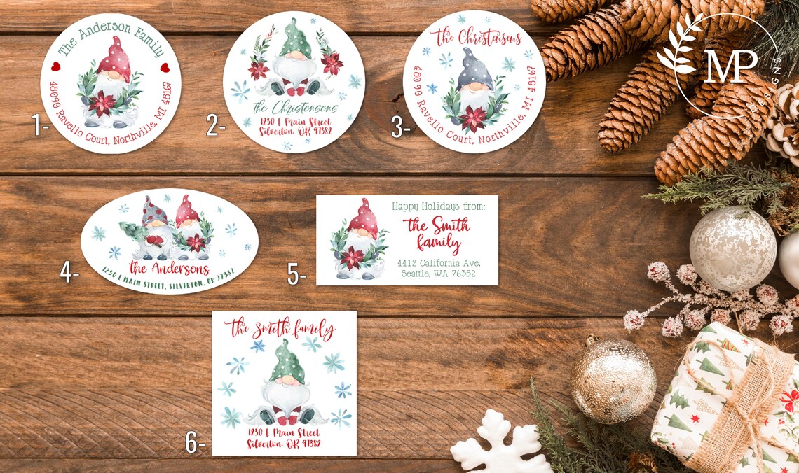 Christmas Address Labels Gnomes Return Address Labels Cute Etsy